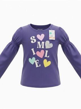 Garanimals Purple Long-Sleeve Tee with Colorful Heart 'SMILE' Graphic size 4T